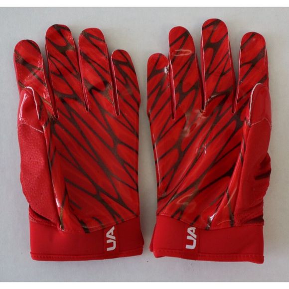 Under Armour Adult Sz XL Red Spotlight Wide Receiver Football Gloves - Picture 2 of 3